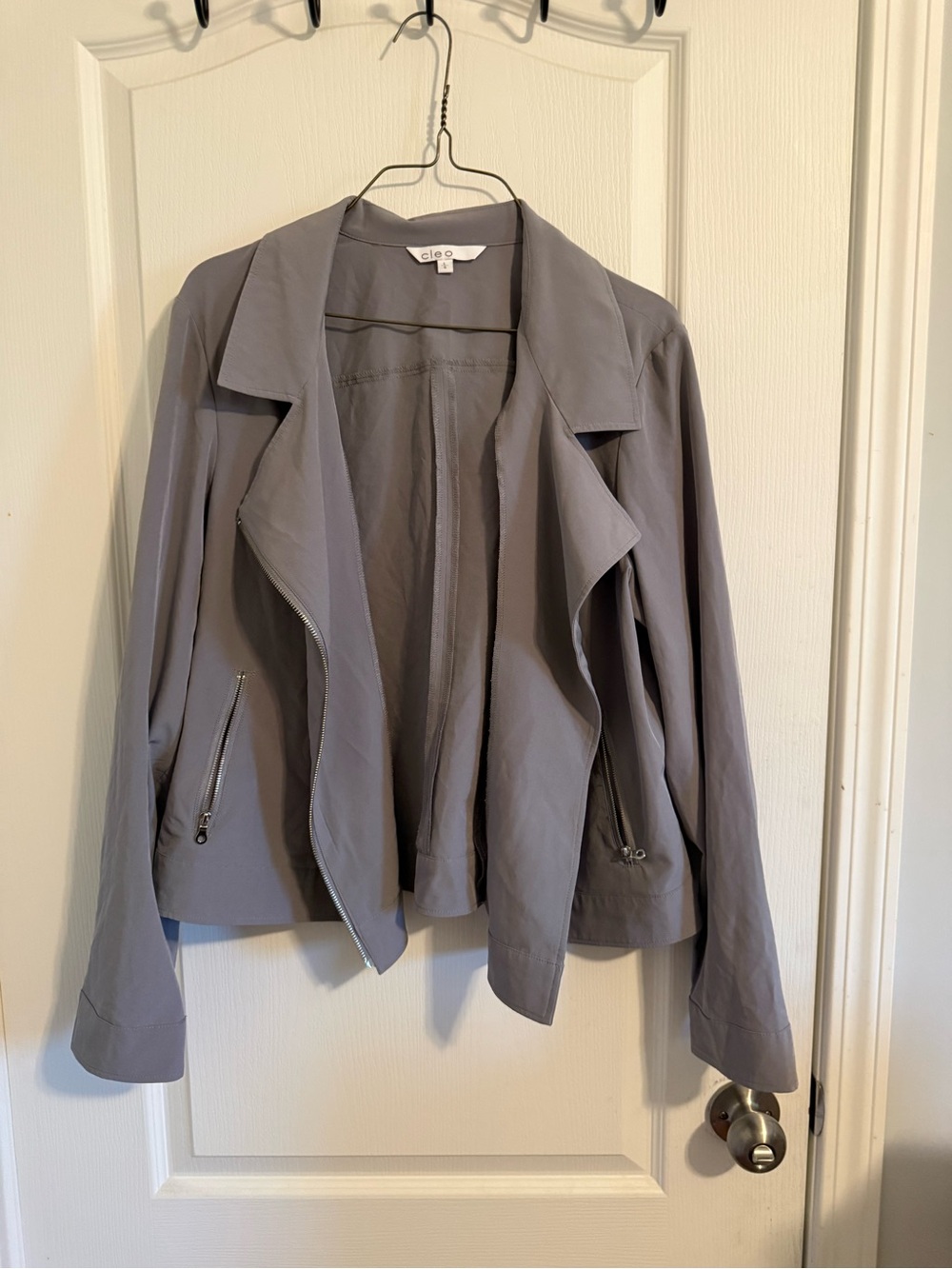 Cleo Grey Moto Jacket Asymmetrical Zip Size Large